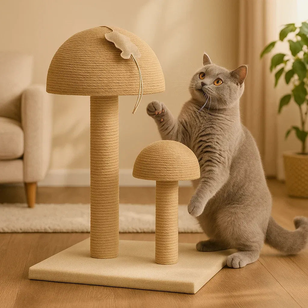 Katzen Kratzbaum mit Bett | Stilvolles Kratzbrett & Ruheplatz
