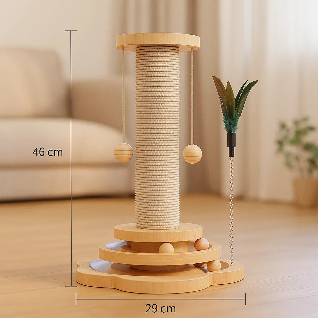 Katzen Kratzbaum aus Holz | Stilvolles Spiel & Möbelschutz in einem