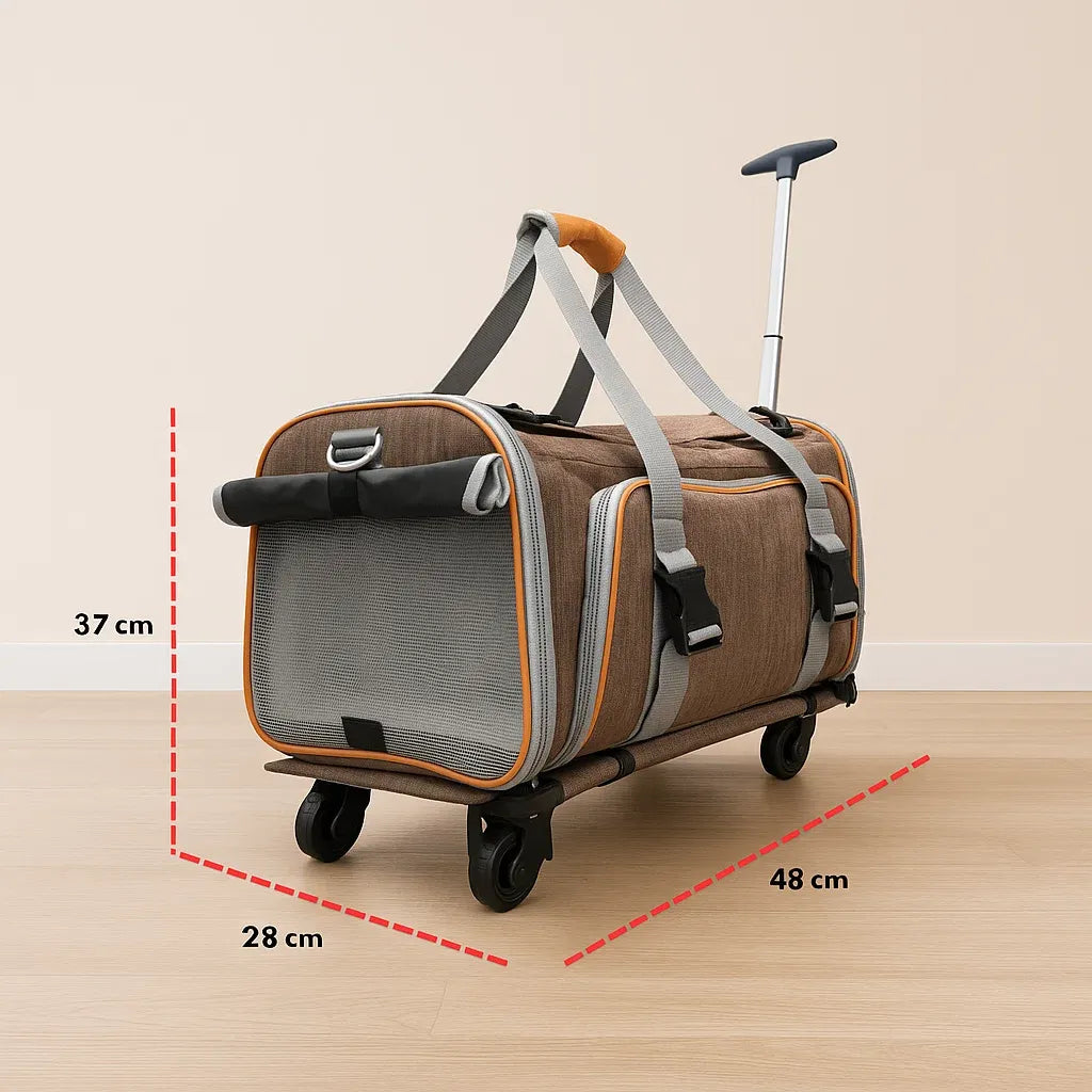 Hundetragetasche mit Rädern | faltbare & belüftete Reisetasche