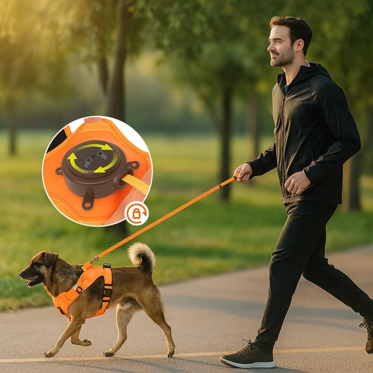 Hundegeschirr mit Automatikleine | Sicheres & Komfortables Laufset
