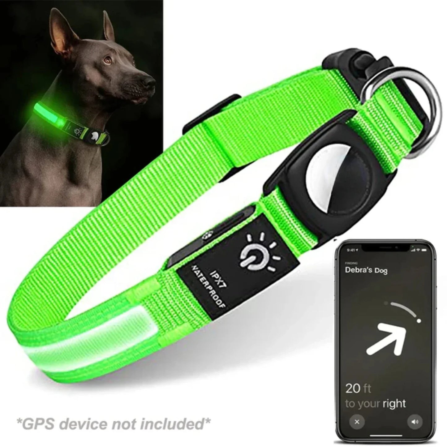 GlowGuard – Das leuchtende GPS-Halsband für Hunde mit AirTag & LED-Sicherheit
