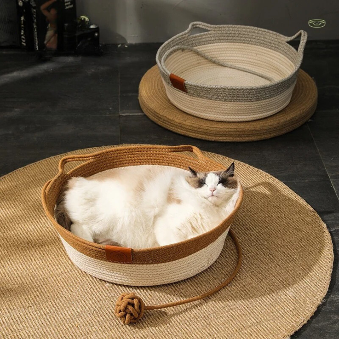 SchlummerNest – Handgewebtes Katzenbett aus Baumwollseil