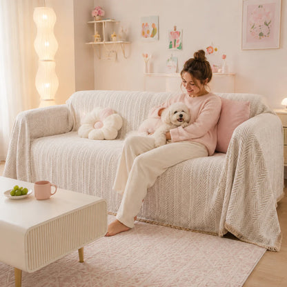 Chenille Sofabezug | Extra großer Sofaschutz für Winter & Kälte