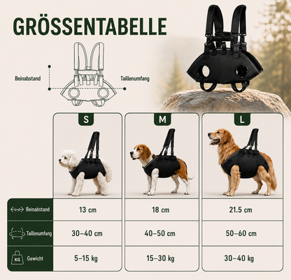Hunde Tragehilfe mit Schultergurt – Hebehilfe für Vorder- & Hinterbeine