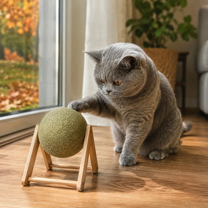 Große Katzenminze-Kugel mit Holzständer für Katzen | katzenspielzeug