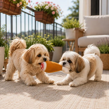 Plüsch Hundespielzeug Keule | Weiches Spielzeug mit Quietscher