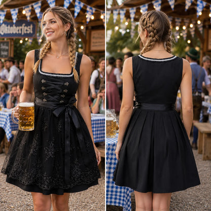 Schwarzes Dirndl Damen | Elegante Tracht für Oktoberfest & Feste