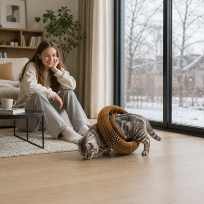 Katzenspielzeug für Katzen | Faltbares Papp-Labyrinth mit Ball