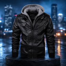 Herren Lederjacke mit Kapuze | Motorradjacke für Herbst & Winter