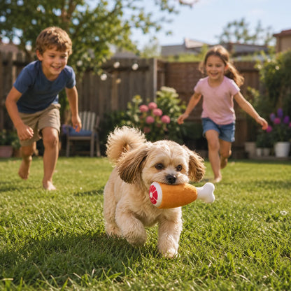 Plüsch Hundespielzeug Keule | Weiches Spielzeug mit Quietscher