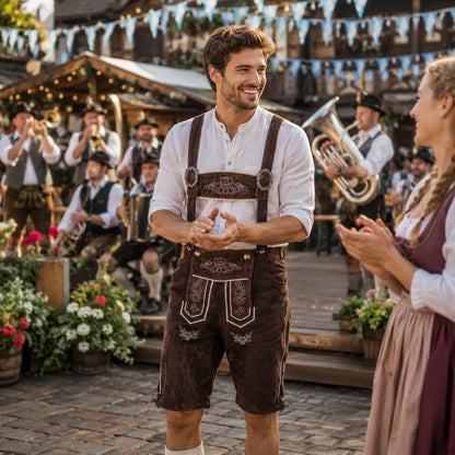 Oktoberfest Lederhose Herren mit Hosenträgern | Trachtenkostüm