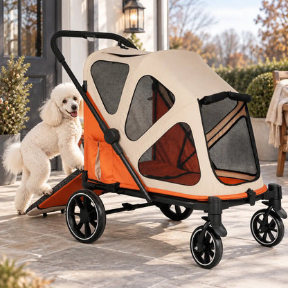 Faltbarer Hundebuggy bis 30 kg | Hundewagen für unterwegs
