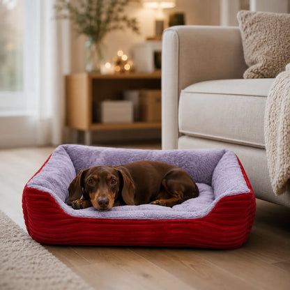 Hundebett Winter | Warmes Plüschbett für Hunde mit hohem Rand