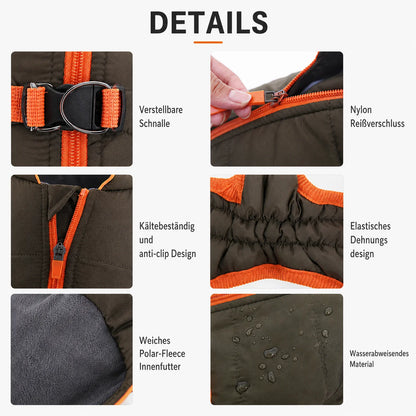 Wasserdichter Winter-Hundemantel | Warme Hundejacke mit Geschirr