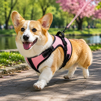 Reflektierendes Hundegeschirr mit Griff | Atmungsaktiv, Verstellbar & Gepolstert