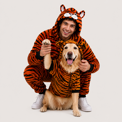 Tiger Partnerlook | Onesie & Hundemantel für Mensch und Hund
