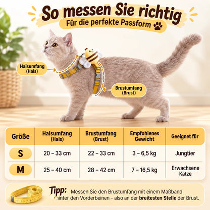 Bienen-Katzengeschirr mit Leine für Katzen & kleine Hunde