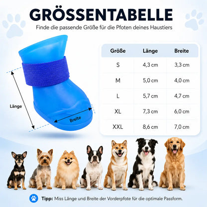 Wasserdichte Hundeschuhe 4er-Set | Rutschfeste Gummistiefel für Hunde