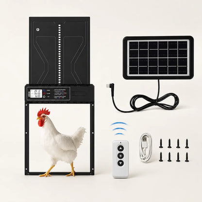 Automatische Hühnerklappe Solar | LCD & Licht-Sensor mit Fernbedienung