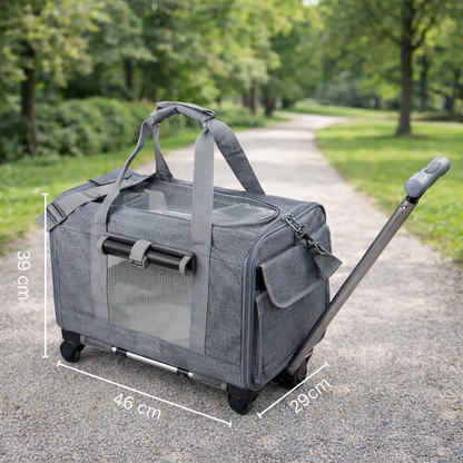 Dog carrier bag with wheels | 3-in-1 travel bag for journeys
