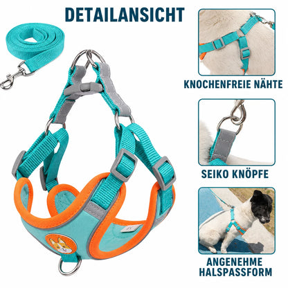 Hundegeschirr mit Leine | Reflektierendes No-Pull Brustgeschirr für Hunde