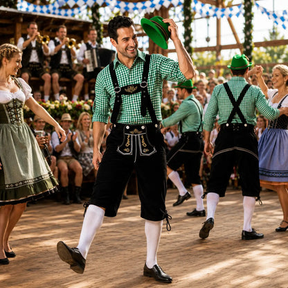Oktoberfest Kostüm Herren Set mit Hemd, Lederhose & Hut