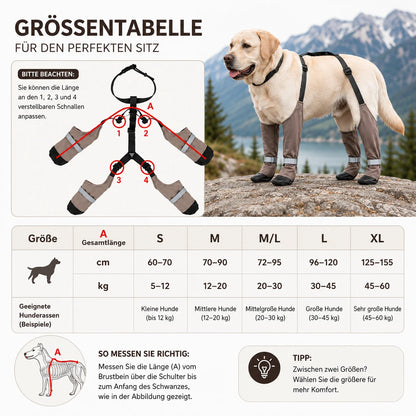 Wasserdichte Hundeschuhe mit Beinschutz – Rutschfest für Outdoor
