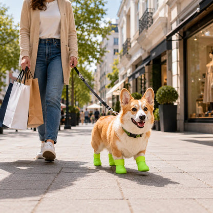 Wasserdichte Hundeschuhe 4er-Set | Rutschfeste Gummistiefel für Hunde