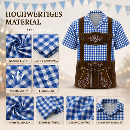 Herren Oktoberfest Hemd Lederhosen Print | Bayerisches Trachtenhemd