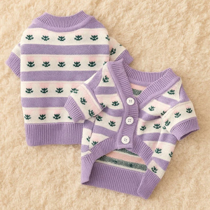 Hundepullover Frühling | Weicher Hundemantel mit Tulpen-Design