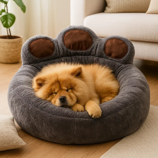 Hundebett in Pfotenform | Beruhigendes & Waschbares Kuschelbett