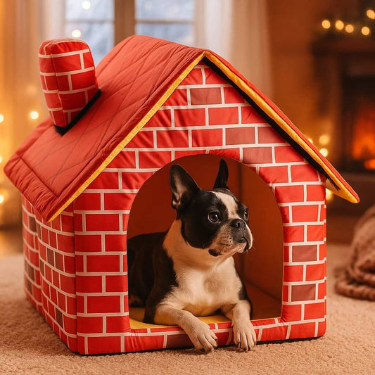 Faltbare Hundehütte im Ziegelstein-Design | gemütlich & robust
