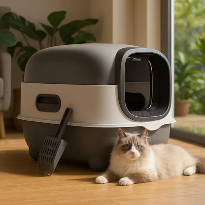 Katzenklo mit Schublade & Schaufel | Leicht zu Reinigen & Geruchsfrei