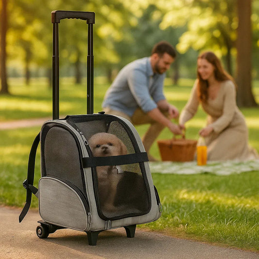 Hundetragetasche mit Rollen | Faltbarer & Belüfteter Reiserucksack