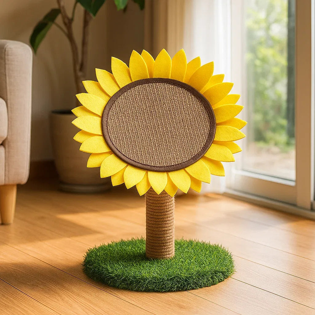Katzen Kratzbaum Sonnenblume aus Sisal | Spielplatz & Möbelschutz