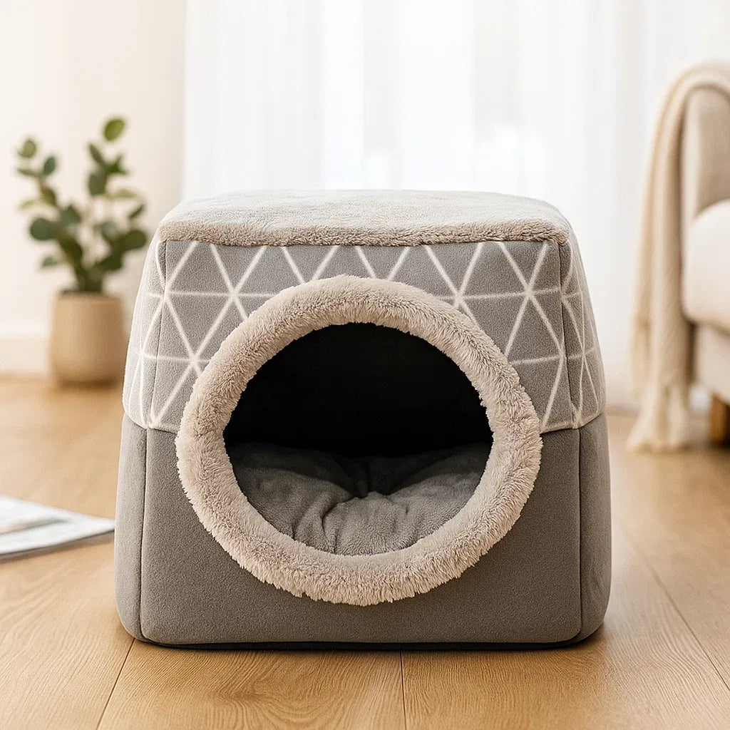 Katzenhöhle & Katzenbett 2-in-1 | Weiches Kuschelbett für Katzen