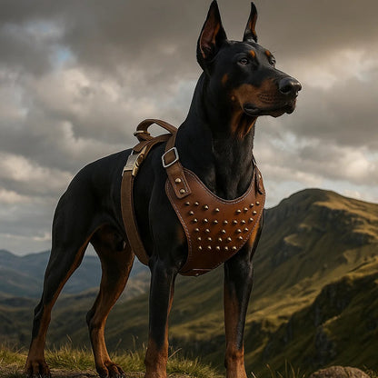 Leder Hundegeschirr | Verstellbares Spiked Geschirr für Hunde