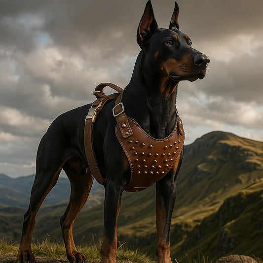 Leder Hundegeschirr | Verstellbares Spiked Geschirr für Hunde