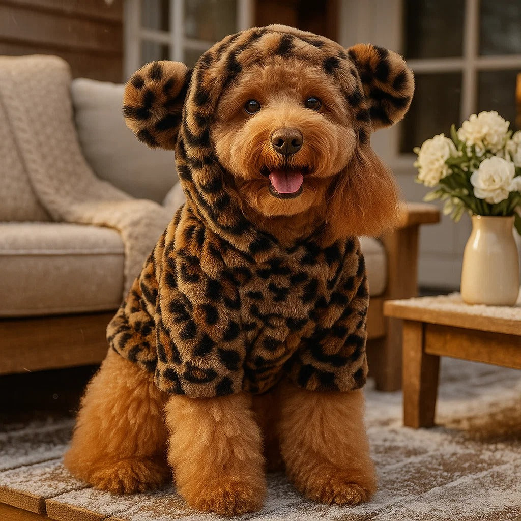 Hundemantel & Pullover Leopard | warmer Hoodie für stylische Hunde
