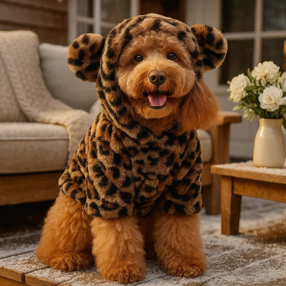 Hundemantel & Pullover Leopard | warmer Hoodie für stylische Hunde
