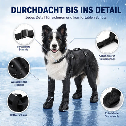 Hundeschuhe mit Beinriemen | Wasserdichte Pfotenschützer für Hunde