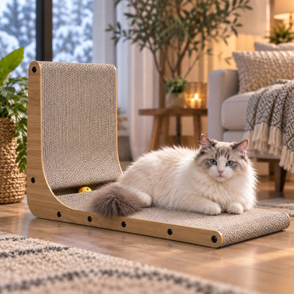 Katzen Kratzbrett L-Form | Hohe Kratzpappe für Wand & Ecke