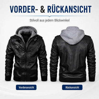 Herren Lederjacke mit Kapuze | Motorradjacke für Herbst & Winter