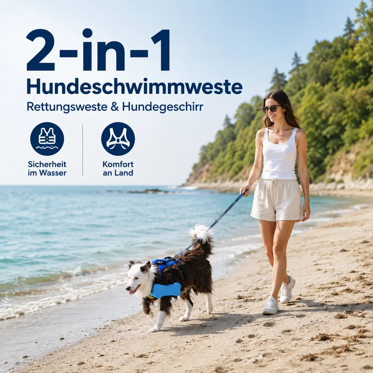 Hundeschwimmweste Funktionsübersicht 