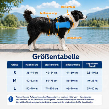 Hundeschwimmweste Größentabelle 