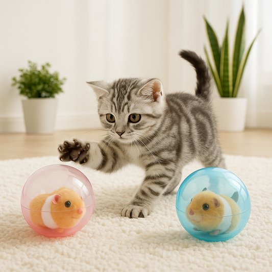 Interaktives Katzenspielzeug gegen Langeweile – Selbstfahrender Plüsch-Hamster für Bewegung & Spaß