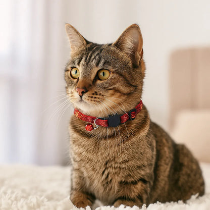 Katzenhalsband mit Sicherheitsverschluss & Glöckchen | Verstellbar