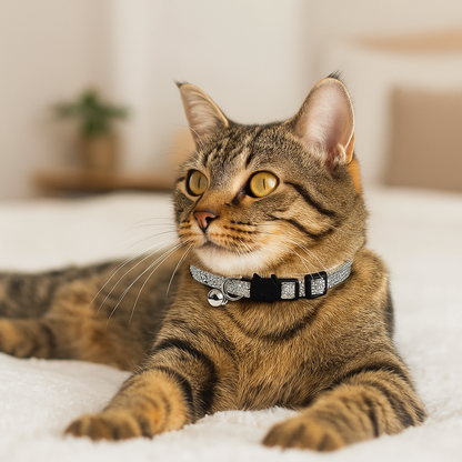 Katzenhalsband mit Sicherheitsverschluss & Glöckchen – Verstellbar & leicht für Freigänger