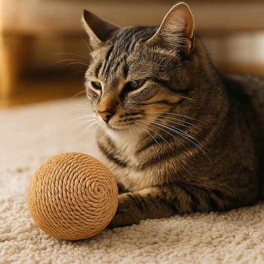 Kratzball aus Sisal für Katzen – rollendes Spielzeug zur Krallenpflege & Möbelschutz