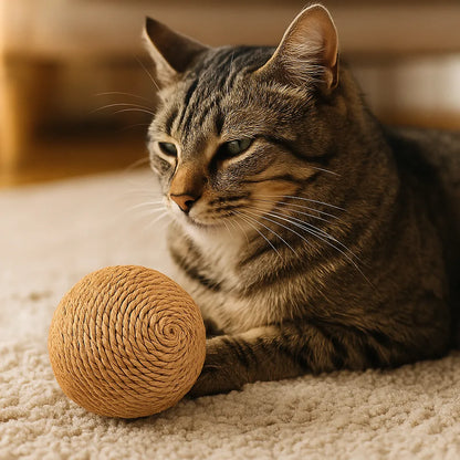 Kratzball aus Sisal für Katzen | rollendes Spielzeug zur Krallenpflege & Möbelschutz